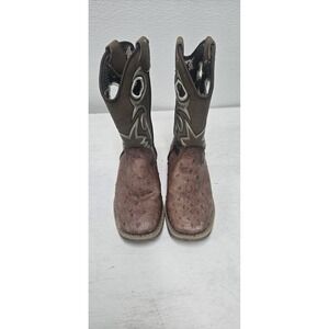 DBL Barrel Cowboy Boots Children Size 11 1/2  Brown Tan Ostrich